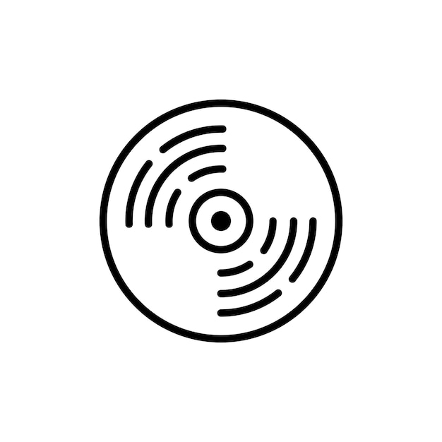 Ícono de conjunto de vinilo disco de grabación reproductor de música símbolo vectorial de disco símbolo vector de vinilo en negro relleno y estilo delineado