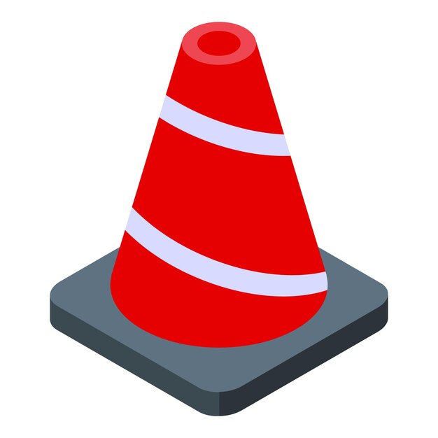 Icono de cono de carretera rojo Isométrico de icono de vector de cono de carretera roja para diseño web aislado sobre fondo blanco