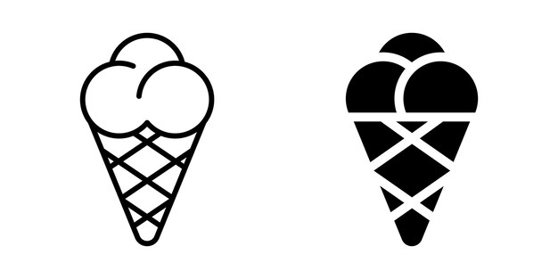 Icono de cono de helado Estilo de línea y silueta