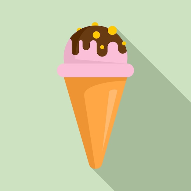 Icono de cono de helado ilustración plana del icono de vector de cono de helado para diseño web