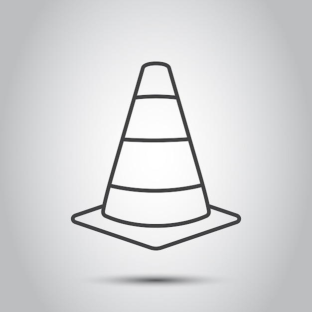 Icono de cono de tráfico en estilo plano Ilustración vectorial de obstáculos de seguridad en un fondo aislado Concepto comercial de señal de barrera de construcción