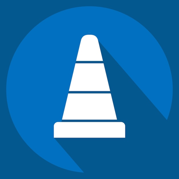 Icono de cono de tráfico relacionado con el diseño de estilo de sombra larga del símbolo de estacionamiento editable