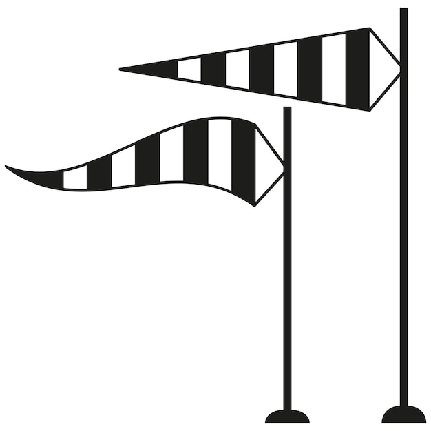 Icono de cono de viento Indicador de viento a rayas Vector de viento negro Símbolo de dirección de la brisa