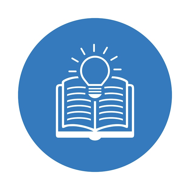 Icono de conocimiento de estudio de libros Diseño de color azul