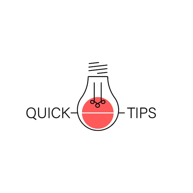 Icono de consejos rápidos mínimos con bombilla Diseño de banner web gráfico de logotipo simple de tendencia lineal plana aislado en blanco