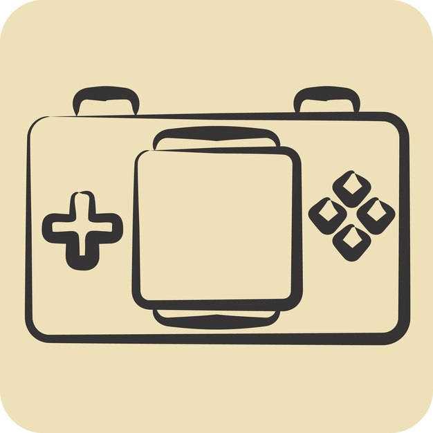 Icono de la consola relacionado con el símbolo del juego en línea de estilo dibujado a mano ilustración simple