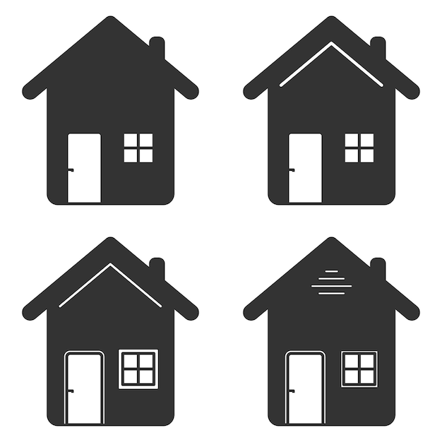 El icono de la construcción de una casa simple negra