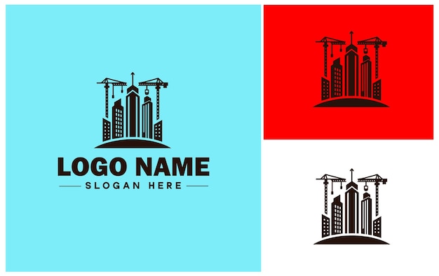 Icono de construcción Edificio Creación Desarrollo logotipo plano signo símbolo vector editable