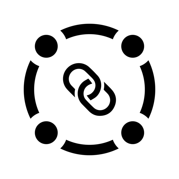 Vector icono de construcción de enlaces gráficos vectoriales en negro