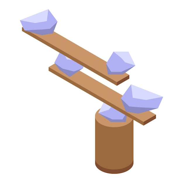 Icono de construcción de equilibrio vector isométrico enfoque de la mente control zen