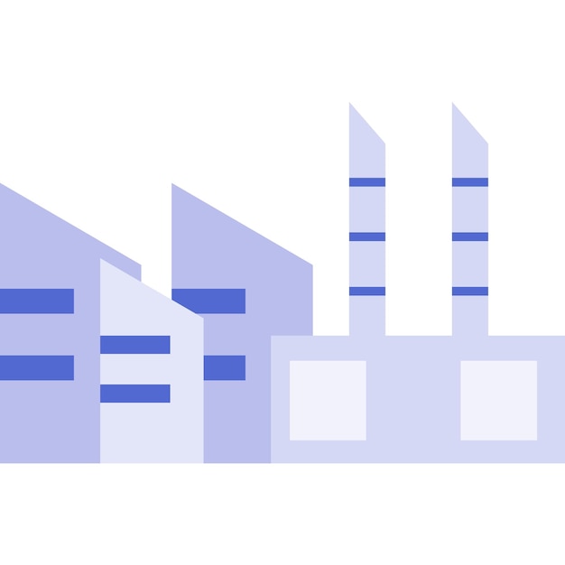 Vector icono de construcción de la industria de la fábrica planta de vector plano producción de energía química o estación de electricidad nuclear