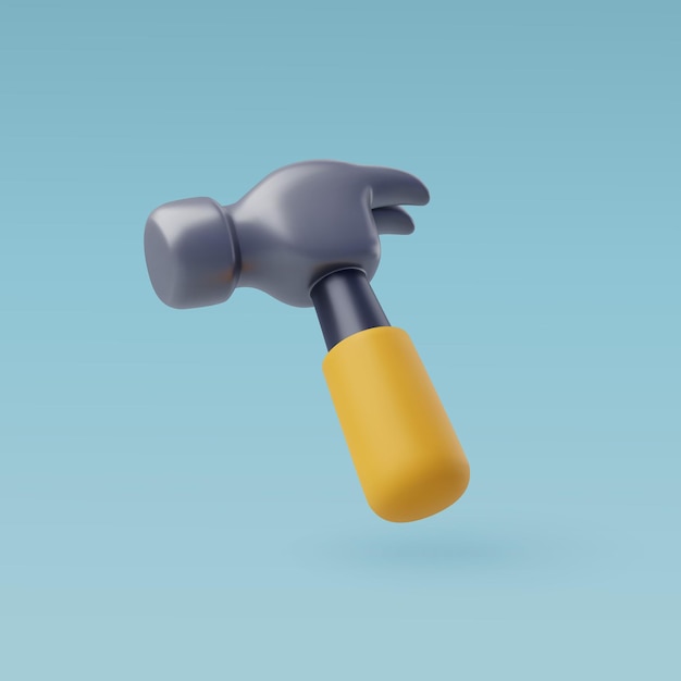 Icono de construcción y mantenimiento de martillo vectorial 3d para diseño web