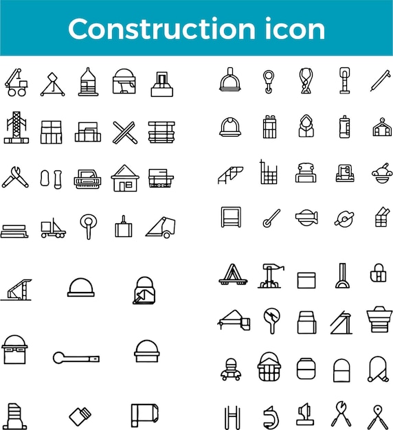 Icono de construcción sombrero duro icono de martillo icono de caja de herramientas icono de construcción icono de grúa icono vector