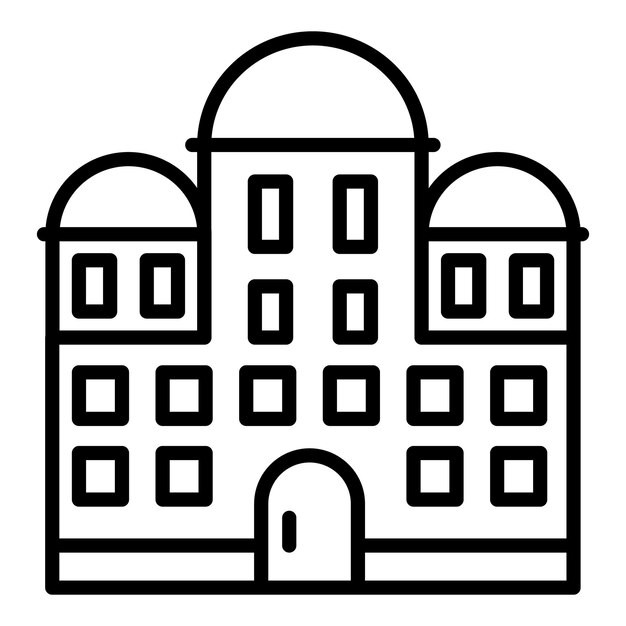 Icono de construcción del templo Icono de vector de construcción del templo de esquema para diseño web aislado sobre fondo blanco