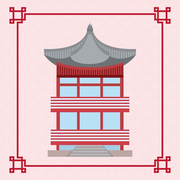 icono de construcción tradicional e icónico de Corea del sur