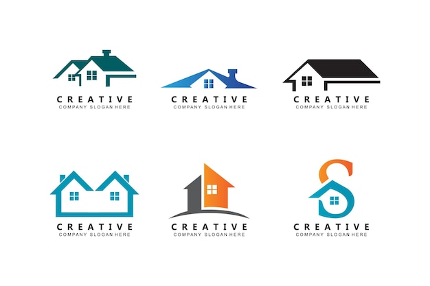 Icono de construcción urbana logotipo de edificio símbolo de casa apartamento archivo vectorial de vista de la ciudad