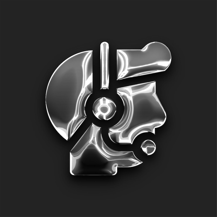 Vector icono de contacto del cliente de plata metálica brillante con fondo negro