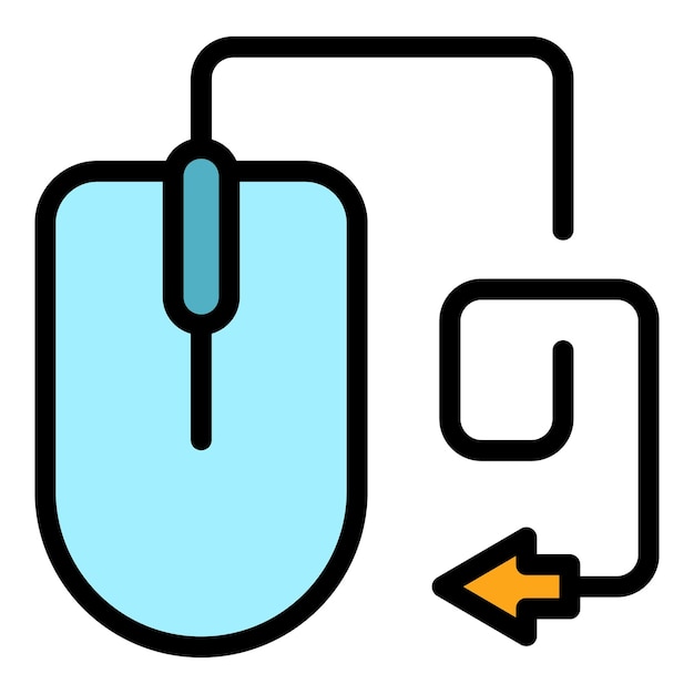 Icono de contacto del ratón Contorno del vector de contacto del mouse Icono de color plano aislado