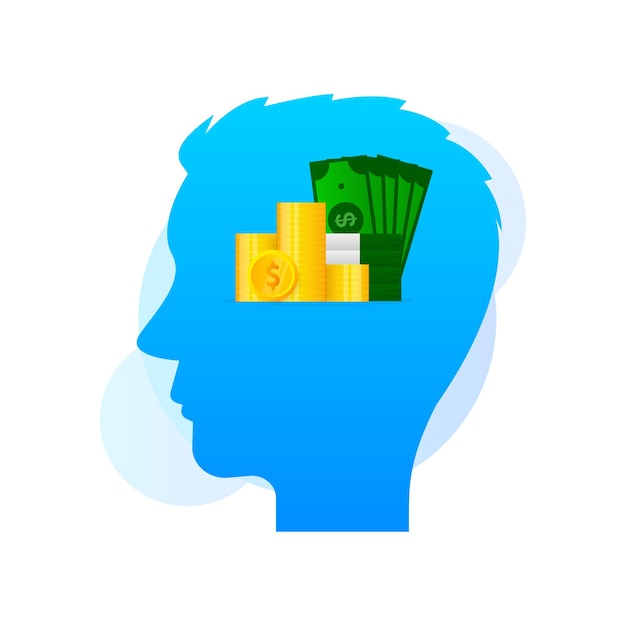 Icono contemporáneo con dinero en la cabeza Conjunto de iconos de teléfono