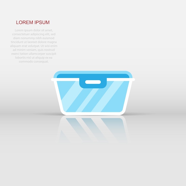 Icono de contenedor de alimentos en estilo plano Ilustración de vector de tazón de cocina sobre fondo blanco Concepto de negocio de caja de contenedor de plástico