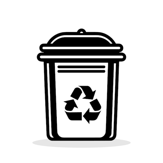Icono del contenedor de basura Lámara del contenidor de basura en blanco y negro