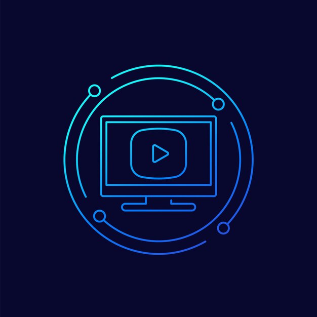 Icono de contenido de video con un diseño lineal de TV
