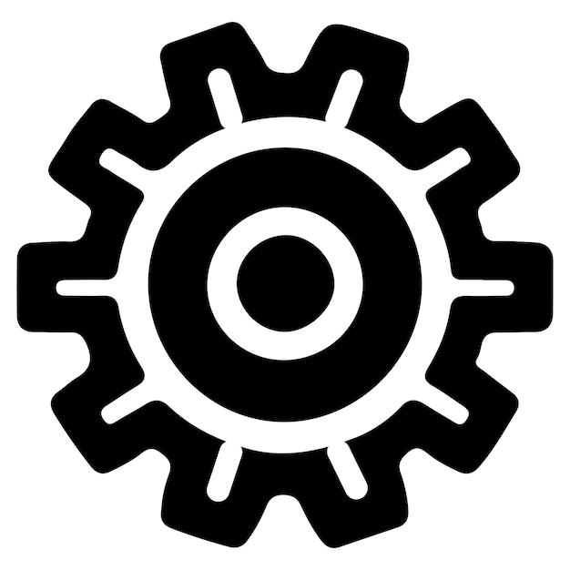 Icono de contorno de ajuste de engranajes para aplicaciones, sitios web, logotipo, símbolo de engrenaje, línea negra, vector de signo de rueda dentada