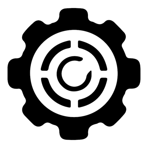 Icono de contorno de ajuste de engranajes para aplicaciones, sitios web, logotipo, símbolo de engrenaje, línea negra, vector de signo de rueda dentada