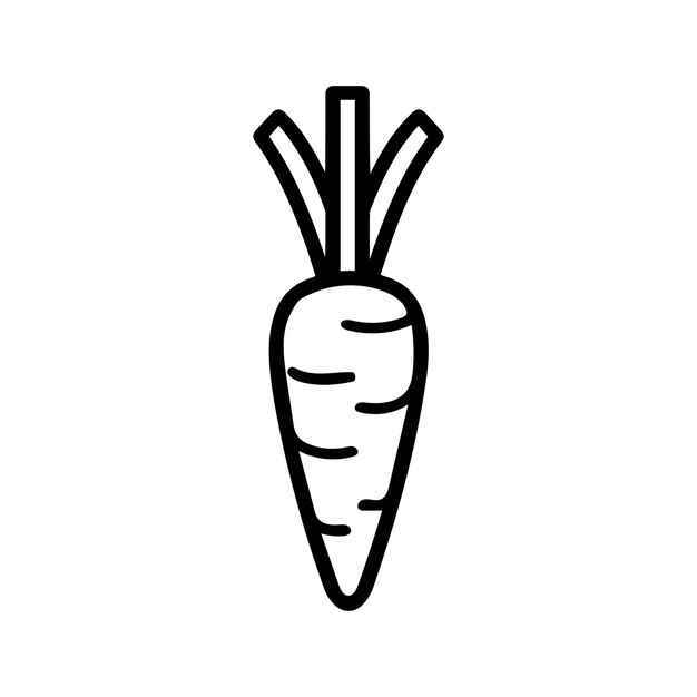 El icono de contorno de alimentos de rábano diseño natural de vitamina negra
