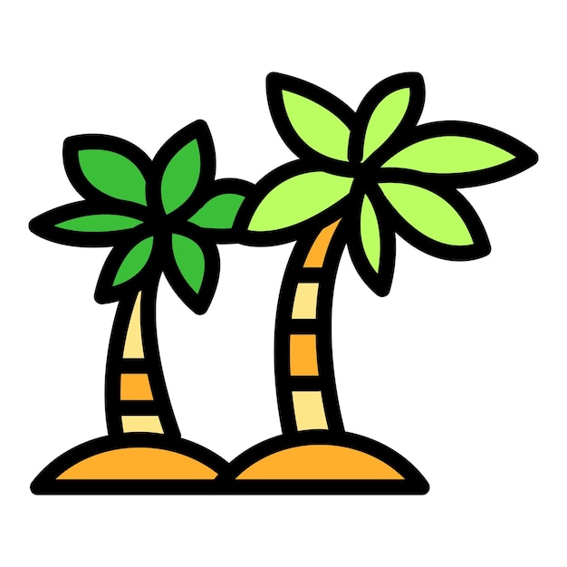 Icono del contorno del árbol de palma de Jakarta Vector de las monas de la ciudad Ondel Paisaje de color plano