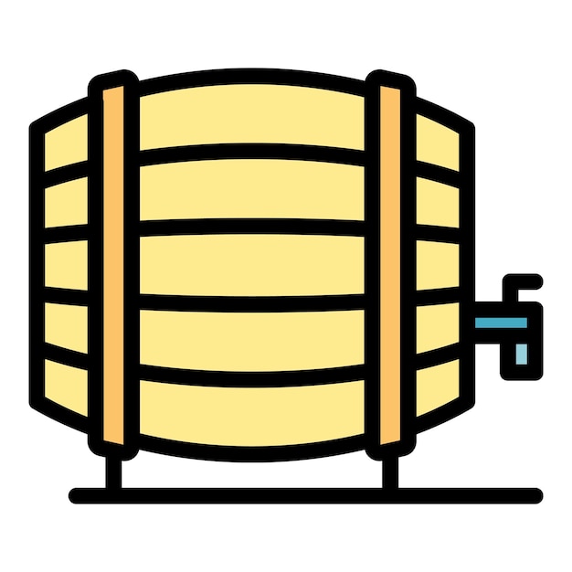Icono del contorno del barril de vino vector de cerveza de madera barril de whisky color plano