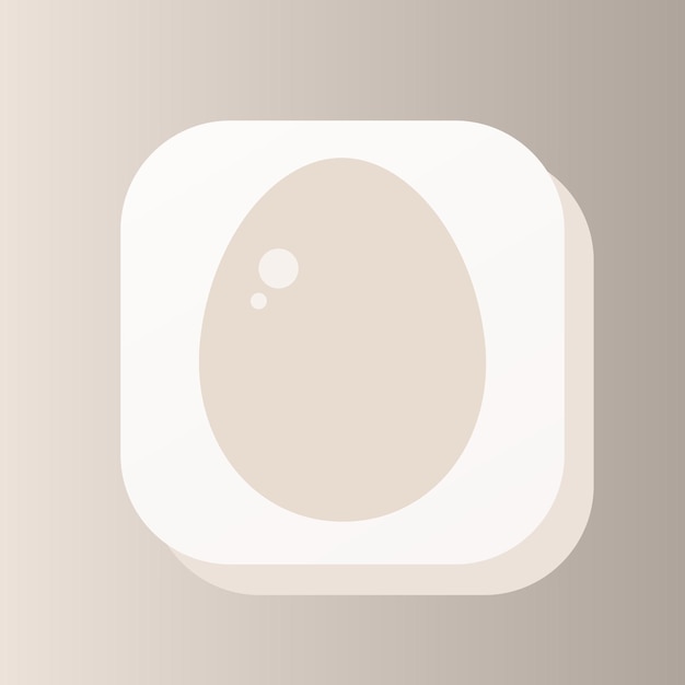 Icono de contorno de botón 3d de huevo animal Concepto de nutrición saludable Ilustración de vector de signo de símbolo 3d de huevo blanco aislado sobre fondo de color gris
