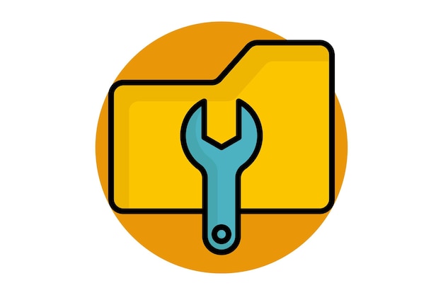 Icono de contorno de color para la gestión de datos