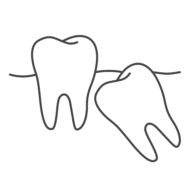 Icono del contorno de la diente de sabiduría Icono lineal de las dientes torcidos