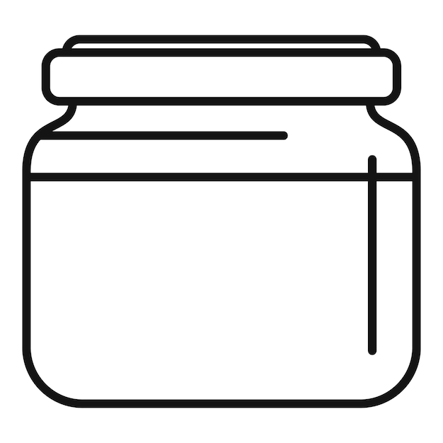 Icono del contorno del envase de vidrio vacío cerrado con tapa metálica