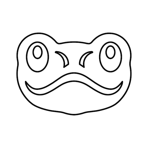 Icono del contorno facial de un animal anfibio Vector de arte de línea