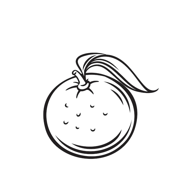 Icono de contorno de fruta mandarina, dibujo monocromo ilustración. Nutrición saludable mandarina, comida orgánica, producto vegetariano.