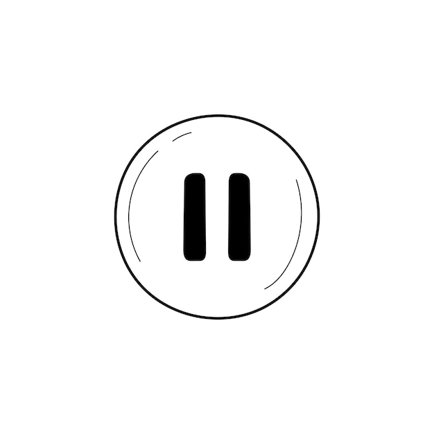 Icono de contorno de garabatos de pausa Elemento de dibujo de botón aislado de pausa Ilustración vectorial