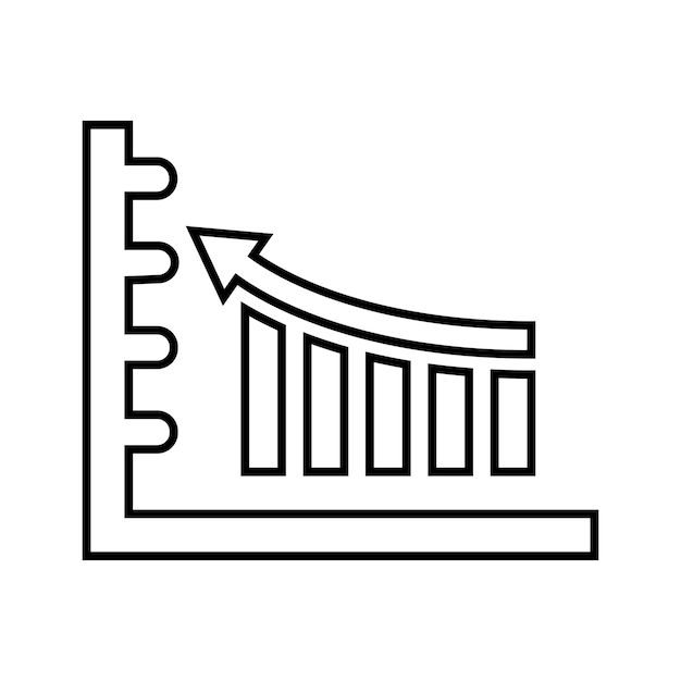 Icono del contorno del gráfico estadístico del gráfico Vector de arte de líneas