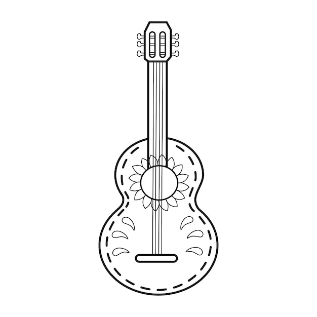 Vector el icono del contorno de la guitarra mexicana