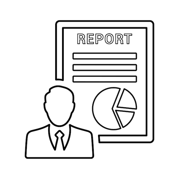 Ícono del contorno del informe del empleado Vector de arte de línea