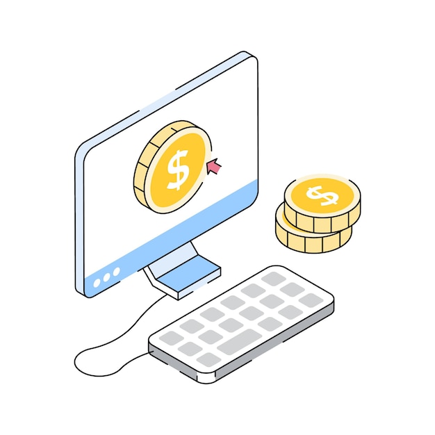 Icono de contorno isométrico fácil de usar del concepto de ppc
