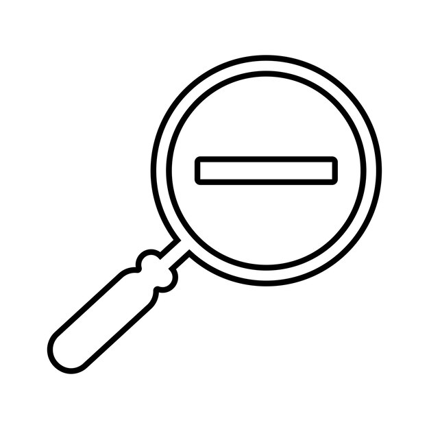 Icono del contorno de la lupa de zoom hacia afuera Vector de arte de línea