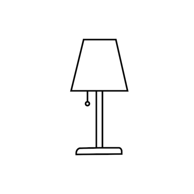 Icono De Contorno De Luz De Lámpara De Mesa, Vector De Stock Lineal, Libre De Regalías