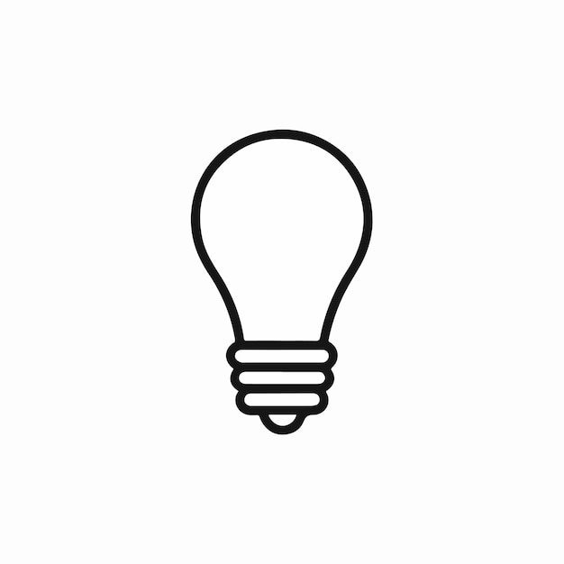 Icono de contorno negro aislado de bombilla sobre fondo blanco Icono de línea de lámpara Símbolo de idea