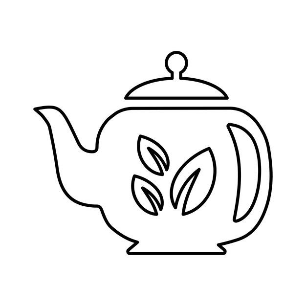 Icono del contorno de la olla de bebidas de la tetera Vector de arte de la línea