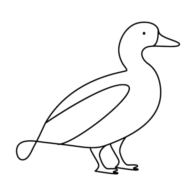 Icono de contorno de pato sencillo Pájaro de pato dibujo vectorial de arte de una sola línea