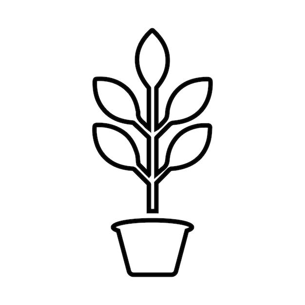 Icono del contorno de la planta de la olla de ecología Diseño artístico de la línea