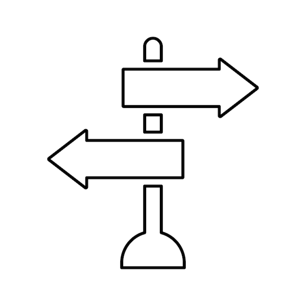 Icono de contorno de señal de dirección Vector de arte de línea