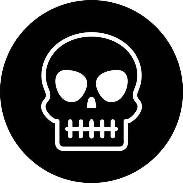 Icono de contorno de símbolo de advertencia de Scull en ilustración vectorial de estilo plano